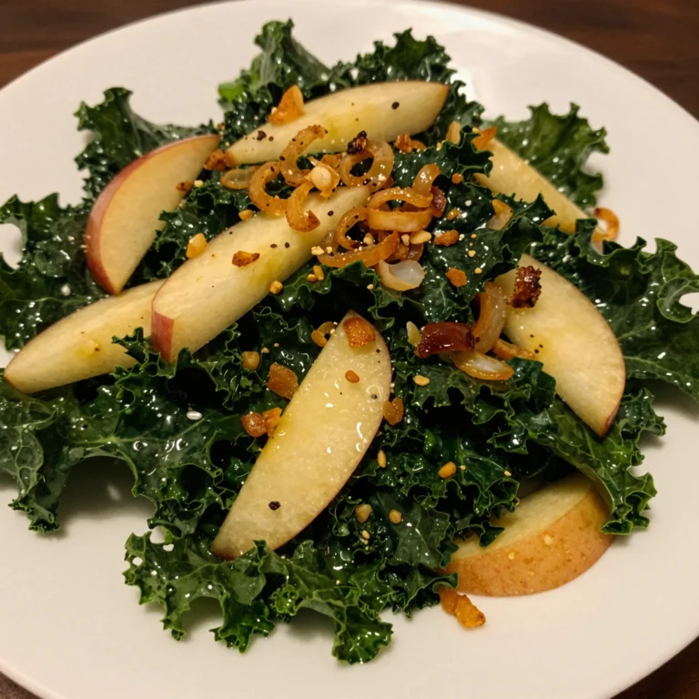 Kale Apple Crispy Shallots Salad