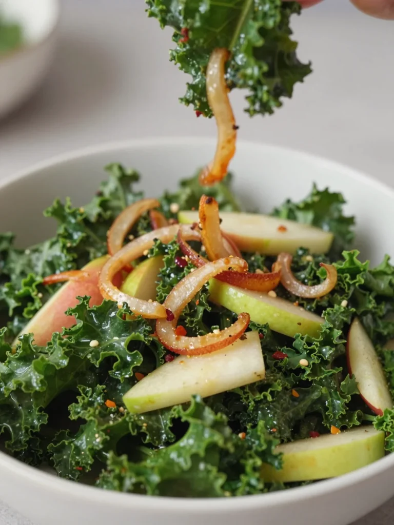 Kale Apple Crispy Shallots Salad