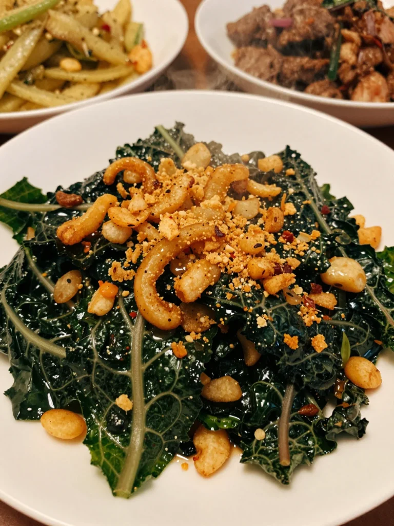 Kale Apple Crispy Shallots Salad
