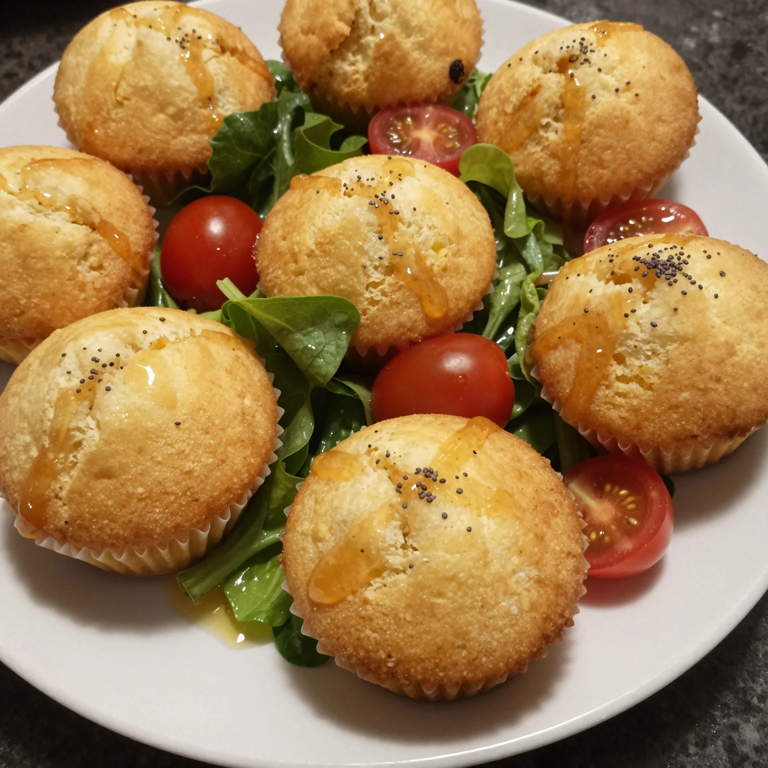Lemon Muffins Chia Honey Glaze Salad