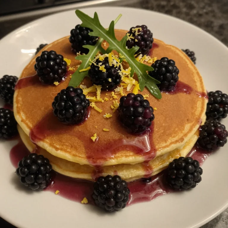Lemon Pancakes Blackberry Syrup Salad