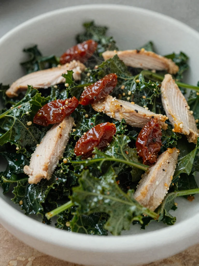 Marinated Kale Chicken Bowls Sun Dried Tomato Salad