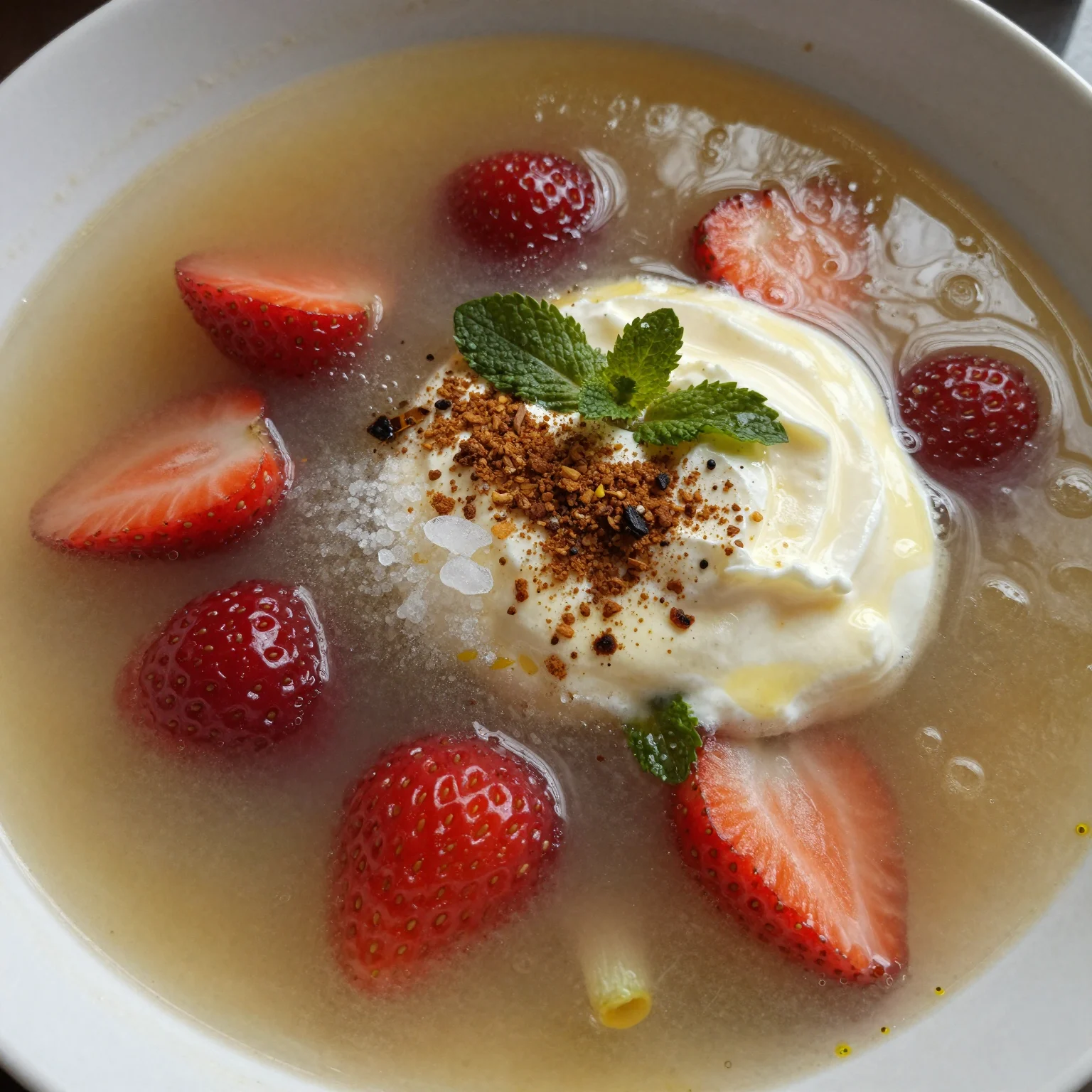 Rhubarb Strawberry Soup