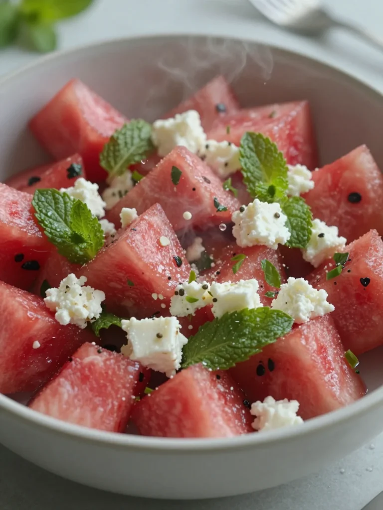 Seasonal Watermelon Feta Mint Salad Variation