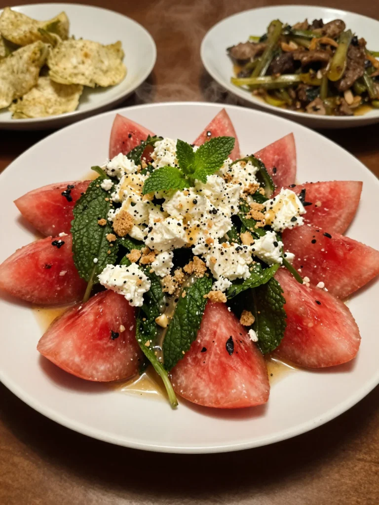 Seasonal Watermelon Feta Mint Salad Variation