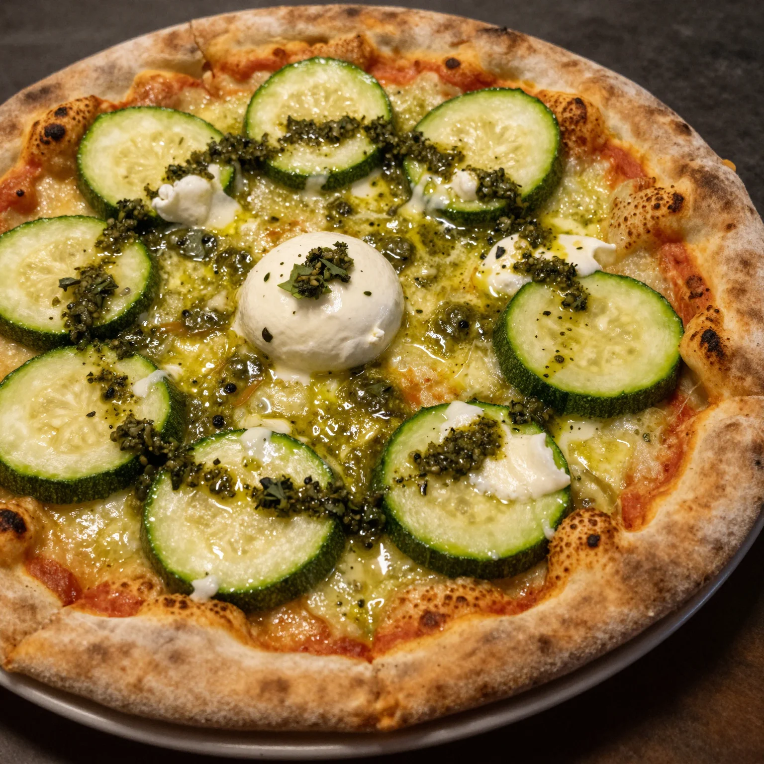 Zucchini Pesto Pizza