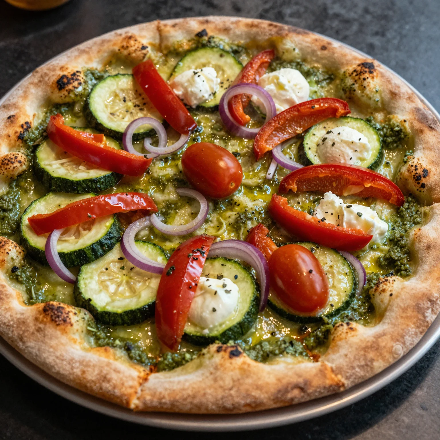 Grilled Veggie and Pesto Pizza
