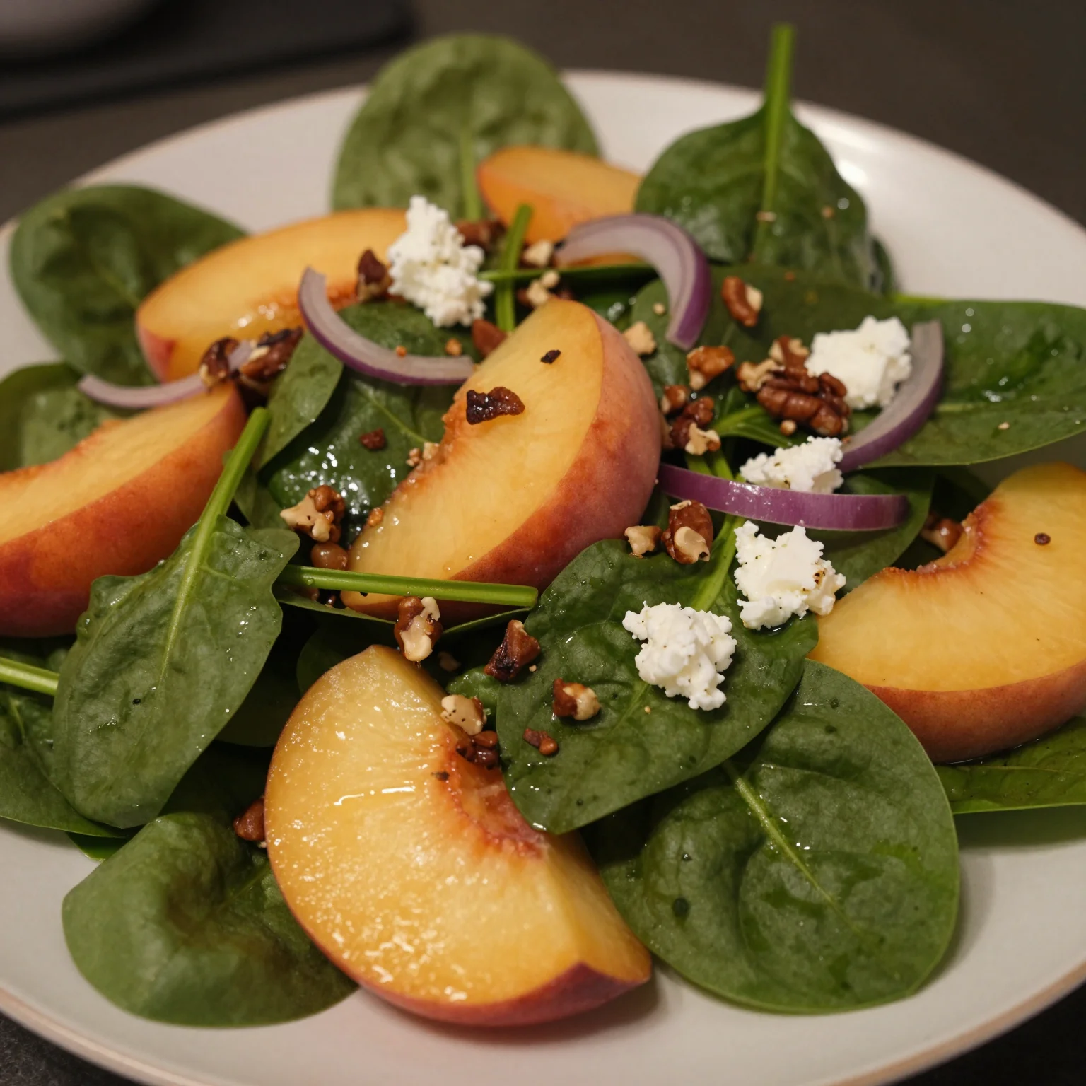 Peach and Spinach Salad