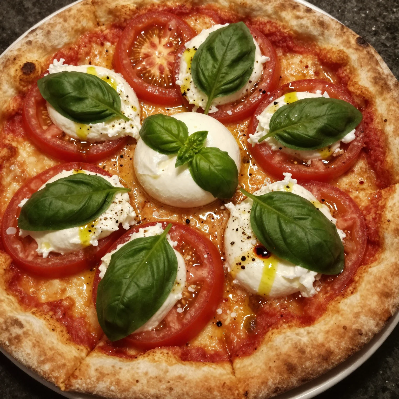 Tomato Basil Burrata Pizza