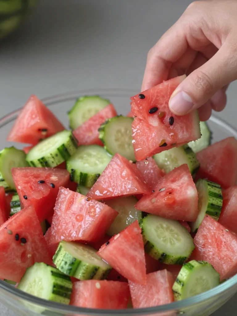 Watermelon and Cucumber Salad